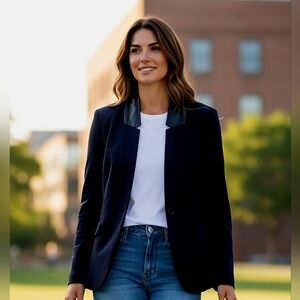 Lane Bryant Dark Blue Blazer with Black Trim 14